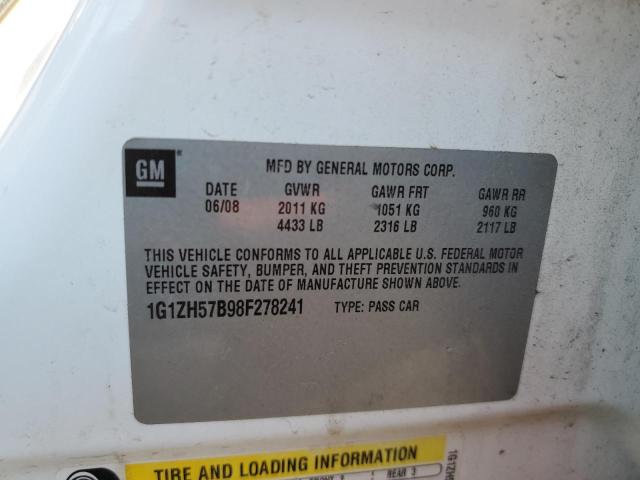1G1ZH57B98F278241 - 2008 CHEVROLET MALIBU 1LT 白色 照片 12