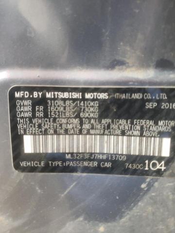 ML32F3FJ7HHF13709 - 2017 MITSUBISHI MIRAGE G4 ES ნაცრისფერი ფოტო 10