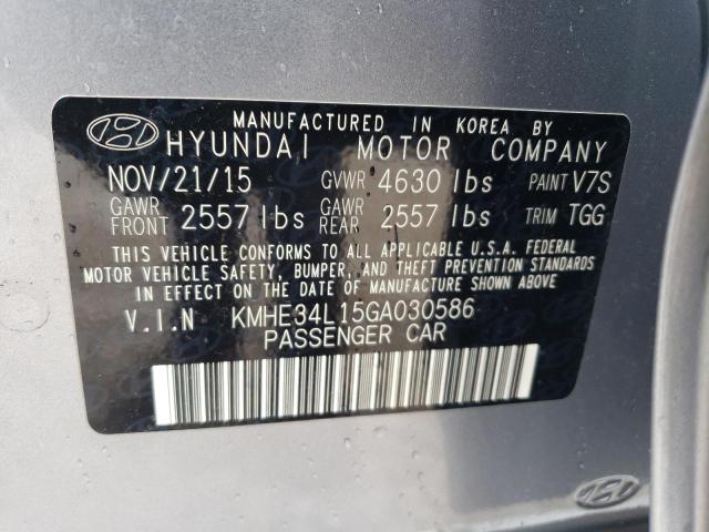 KMHE34L15GA030586 - 2016 HYUNDAI SONATA HYBRID BLUE photo 12