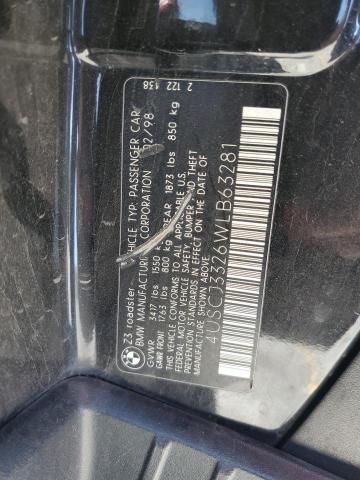 4USCJ3326WLB63281 - 1998 BMW Z3 2.8 BLACK photo 12