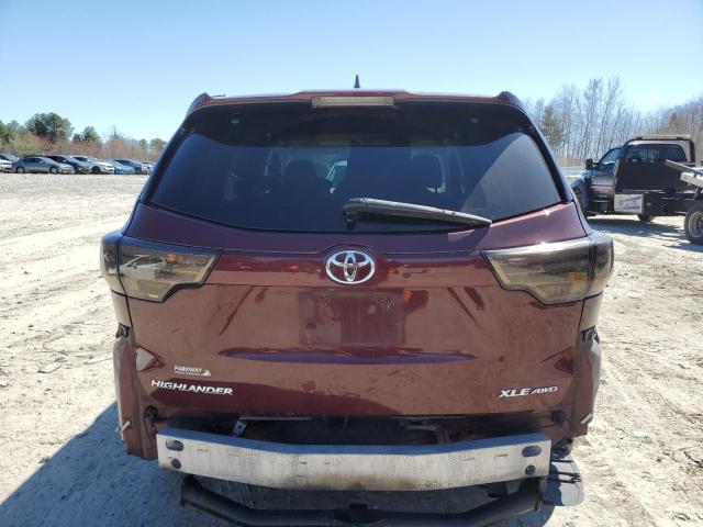 5TDJKRFH5GS343815 - 2016 TOYOTA HIGHLANDER XLE MAROON photo 6