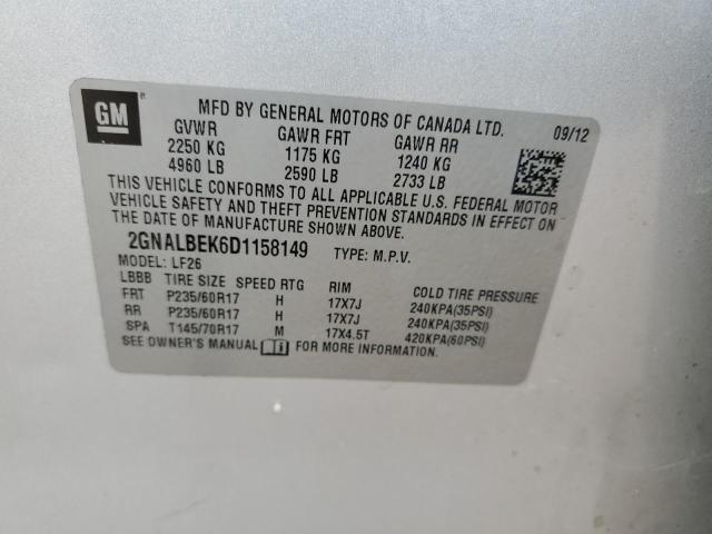 2GNALBEK6D1158149 - 2013 CHEVROLET EQUINOX LS SILVER photo 13