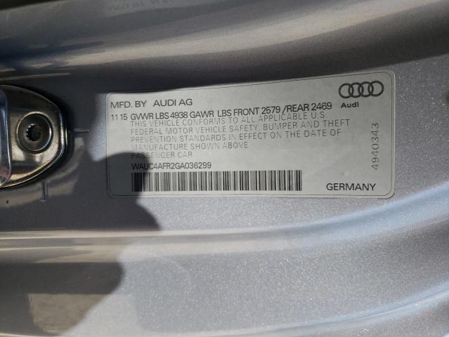 WAUC4AFR2GA036299 - 2016 AUDI S5 PREMIUM PLUS ვერცხლისფერი ფოტო 12