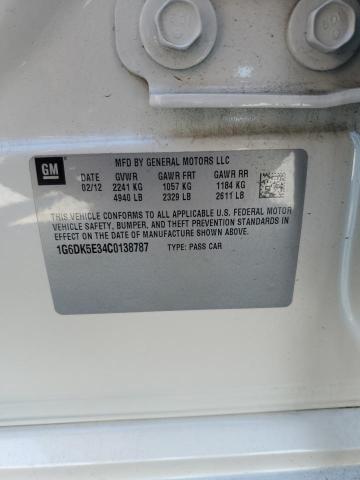 1G6DK5E34C0138787 - 2012 CADILLAC CTS PERFORMANCE COLLECTION Beyaz fotoğraf 12