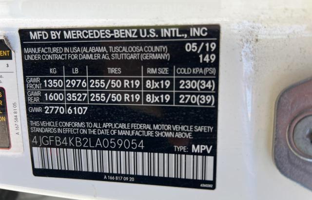 4JGFB4KB2LA059054 - 2020 MERCEDES-BENZ GLE 350 4MATIC WHITE photo 10