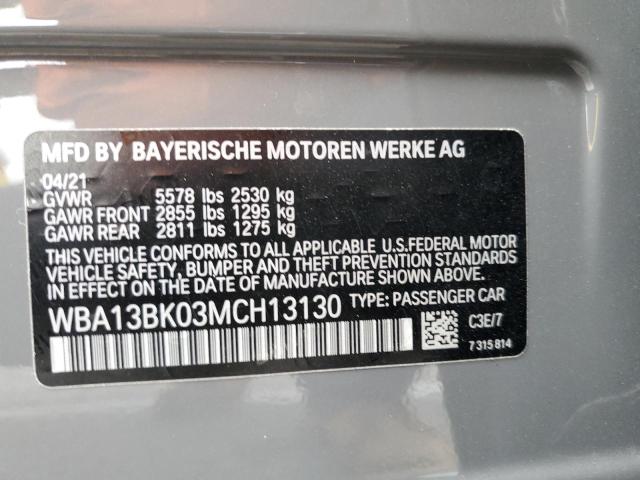 WBA13BK03MCH13130 - 2021 BMW M550XI GRAY photo 12
