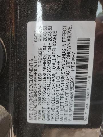 5FNYF8H52PB022643 - 2023 HONDA PASSPORT EXL Siyah fotoğraf 13