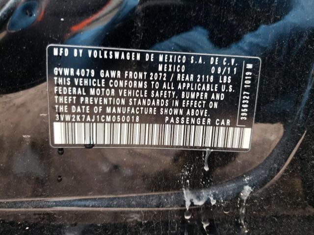 3VW2K7AJ1CM050018 - 2012 VOLKSWAGEN JETTA BASE 黑色 照片 12