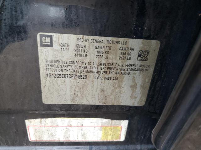 1G1ZC5E07CF210528 - 2012 CHEVROLET MALIBU 1LT BLACK photo 12