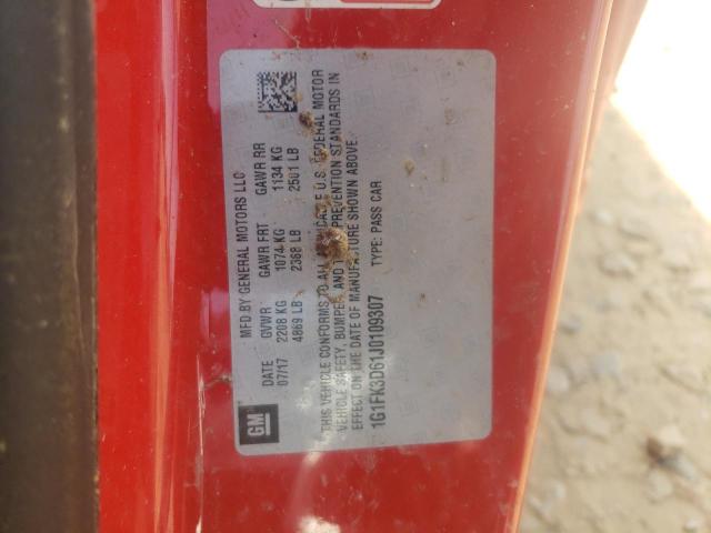 1G1FK3D61J0109307 - 2018 CHEVROLET CAMARO ZL1 წითელი ფოტო 12