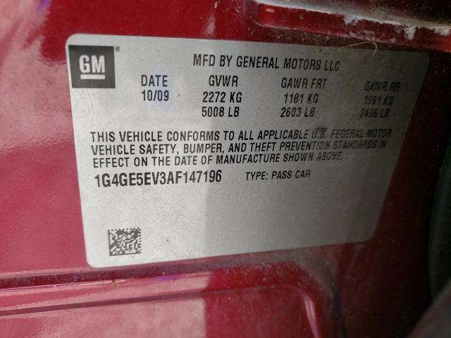 1G4GE5EV3AF147196 - 2010 BUICK LACROSSE CXS BURGUNDY photo 12