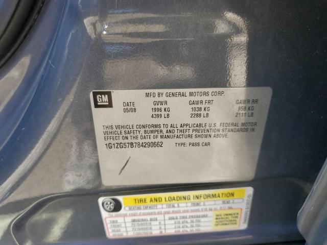 1G1ZG57B784290662 - 2008 CHEVROLET MALIBU LS CHARCOAL photo 12