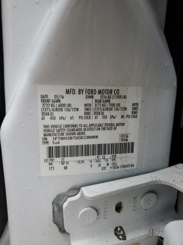 1FT8W3BT0GEC89968 - 2016 FORD F350 SUPER DUTY WHITE photo 12