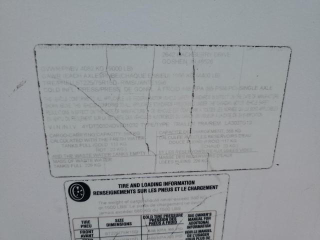 4YDT30324DV601032 - 2013 KEYSTONE TRAILER WHITE photo 10