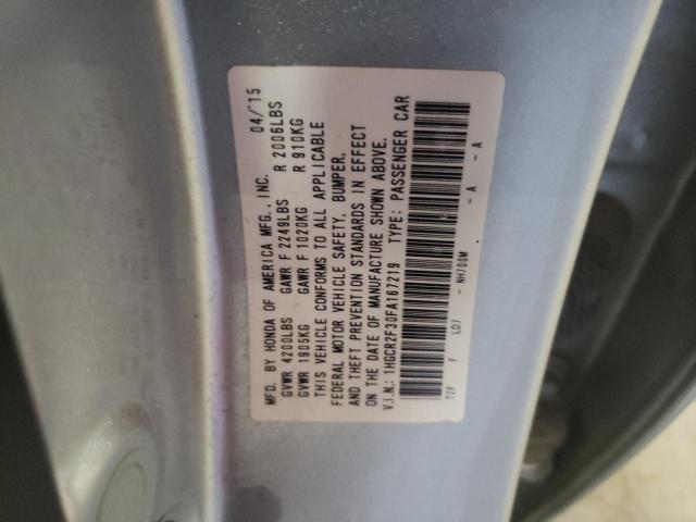 1HGCR2F30FA167219 - 2015 HONDA ACCORD LX SILVER photo 12