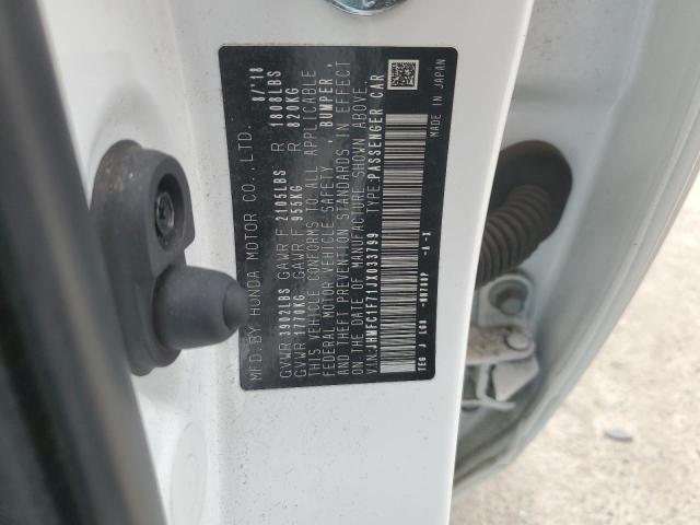 JHMFC1F71JX033799 - 2018 HONDA CIVIC EXL თეთრი ფოტო 12