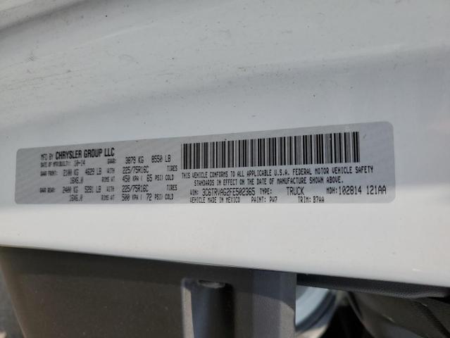 3C6TRVAG2FE502365 - 2015 RAM PROMASTER 1500 STANDARD WHITE photo 13