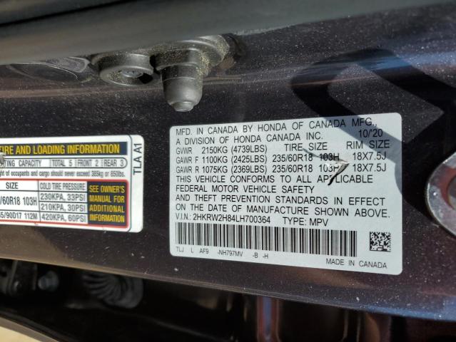 2HKRW2H84LH700364 - 2020 HONDA CR-V EXL GRAY photo 13