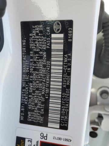 4T1BF1FK8HU774230 - 2017 TOYOTA CAMRY LE თეთრი ფოტო 12