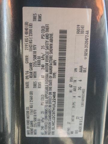 5LMCJ2C97HUL22468 - 2017 LINCOLN MKC SELECT Գրաֆիտ լուսանկար 13