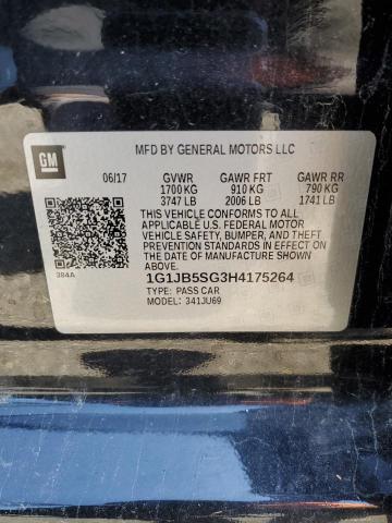 1G1JB5SG3H4175264 - 2017 CHEVROLET SONIC LS BLACK photo 12