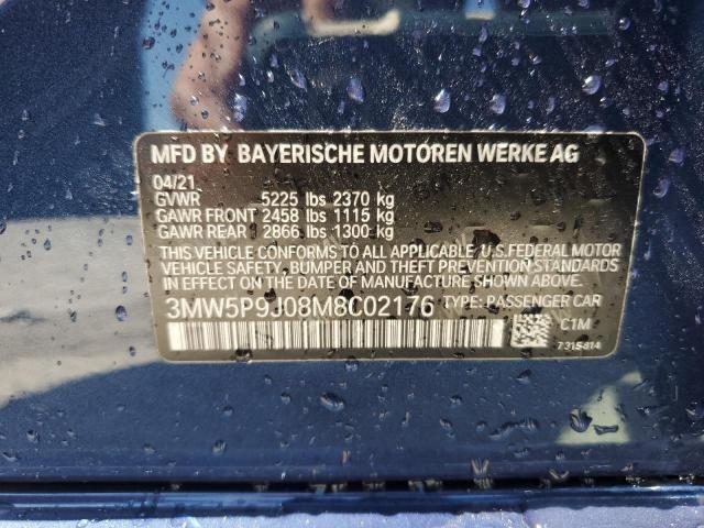 3MW5P9J08M8C02176 - 2021 BMW 330XE Blau Foto 12