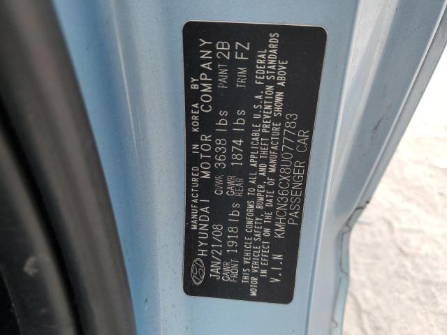 KMHCN36CX8U077783 - 2008 HYUNDAI ACCENT SE BLUE photo 12