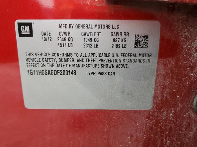 1G11H5SA6DF200148 - 2013 CHEVROLET MALIBU LTZ მუქწითელი ფოტო 13