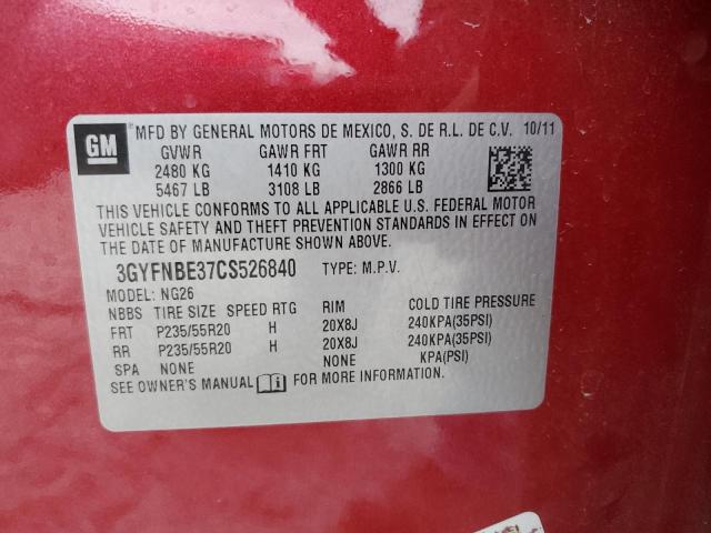 3GYFNBE37CS526840 - 2012 CADILLAC SRX PERFORMANCE COLLECTION Қызыл фото 13