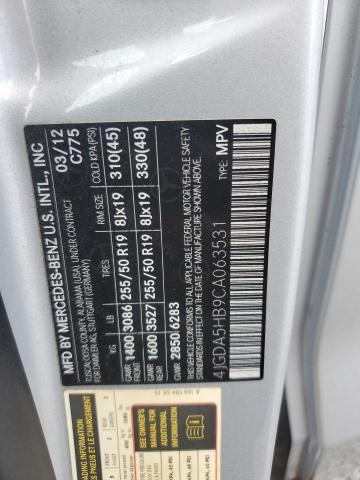 4JGDA5HB9CA063531 - 2012 MERCEDES-BENZ ML 350 4MATIC SILVER photo 13