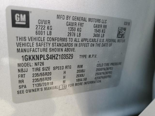 1GKKNPLS4HZ103529 - 2017 GMC ACADIA DENALI SILVER photo 13