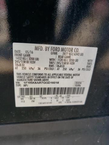 1FM5K8AR7GGD16018 - 2016 FORD EXPLORER POLICE INTERCEPTOR BLACK photo 12