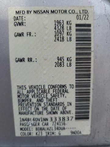 1N4BL4DV1NN333837 - 2022 NISSAN ALTIMA SV SILVER photo 12