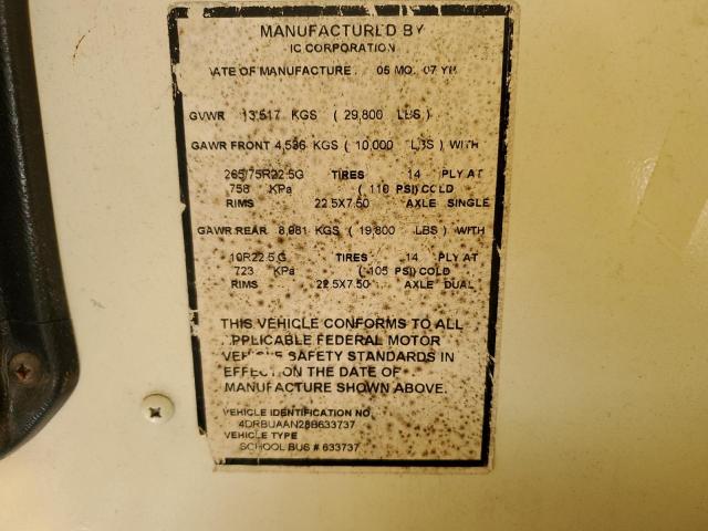 4DRBUAAN28B633737 - 2008 IC CORPORATION 3000 YELLOW photo 10