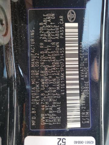 4T1G11AK1PU731455 - 2023 TOYOTA CAMRY SE NIGHT SHADE BLACK photo 13