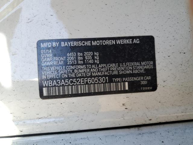 WBA3A5C52EF605301 - 2014 BMW 3 SERIES I WHITE photo 12