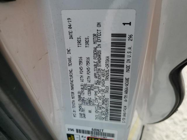 5TFRX5GN0KX151593 - 2019 TOYOTA TACOMA ACCESS CAB თეთრი ფოტო 12