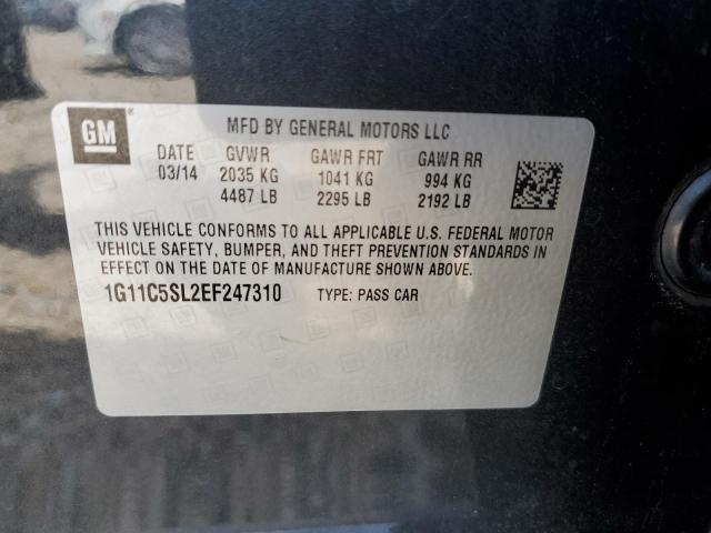 1G11C5SL2EF247310 - 2014 CHEVROLET MALIBU 1LT გრაფიტი ფოტო 12