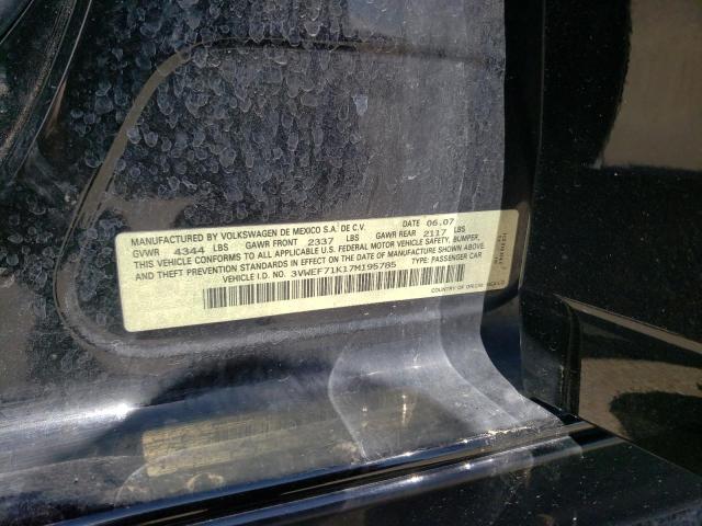 3VWEF71K17M195785 - 2007 VOLKSWAGEN JETTA WOLFSBURG 黑色 照片 12