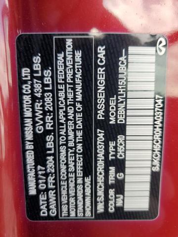 SJKCH5CR0HA037047 - 2017 INFINITI QX30 BASE Rot Foto 13