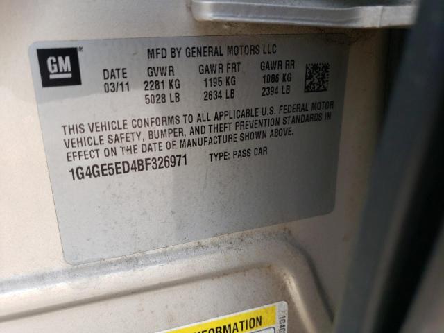 1G4GE5ED4BF326971 - 2011 BUICK LACROSSE CXS SILVER photo 12