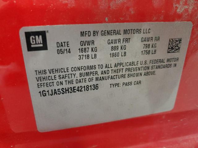 1G1JA5SH3E4218136 - 2014 CHEVROLET SONIC LS 红色 照片 12