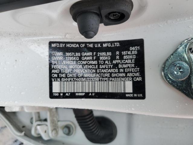 SHHFK7H4XMU223298 - 2021 HONDA CIVIC SPORT 白色 照片 13