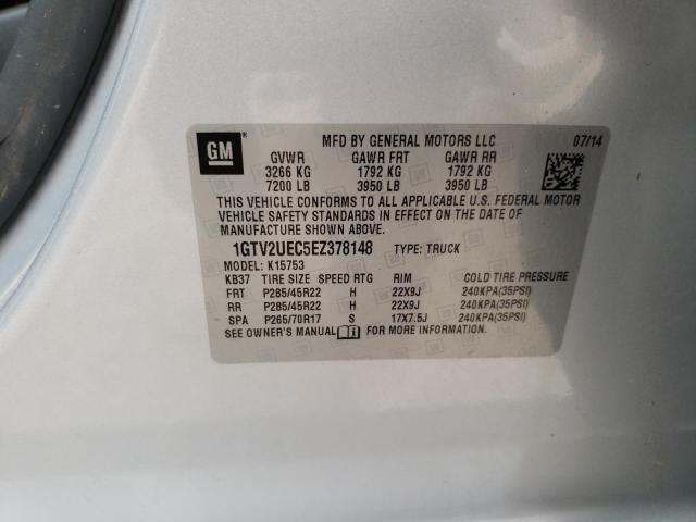 1GTV2UEC5EZ378148 - 2014 GMC SIERRA K1500 SLE SILVER photo 12