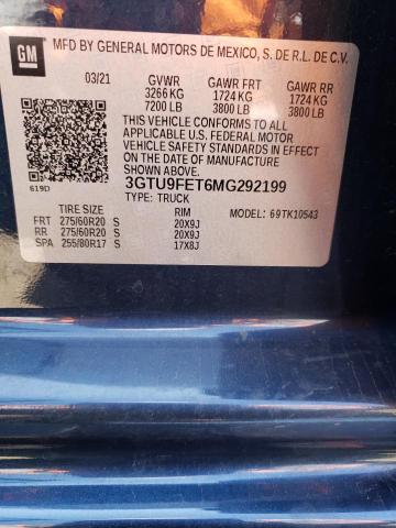 3GTU9FET6MG292199 - 2021 GMC SIERRA K1500 DENALI BLUE photo 12