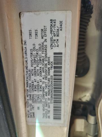 5TEGN92N52Z044169 - 2002 TOYOTA TACOMA DOUBLE CAB PRERUNNER TAN photo 12