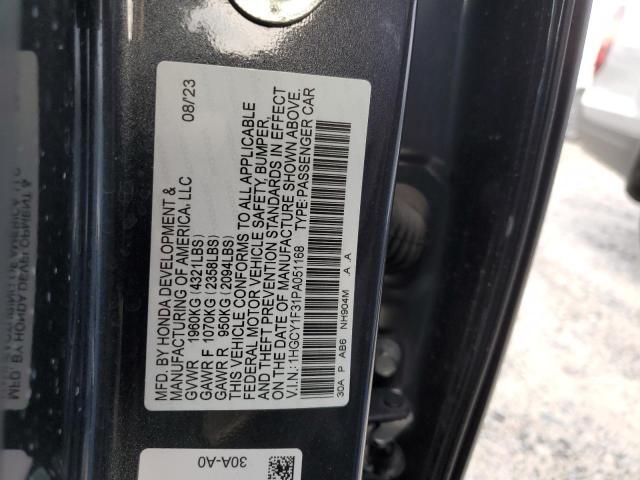 1HGCY1F31PA051168 - 2023 HONDA ACCORD EX GRAY photo 12