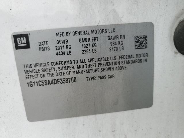 1G11C5SA4DF358700 - 2013 CHEVROLET MALIBU 1LT WHITE photo 12