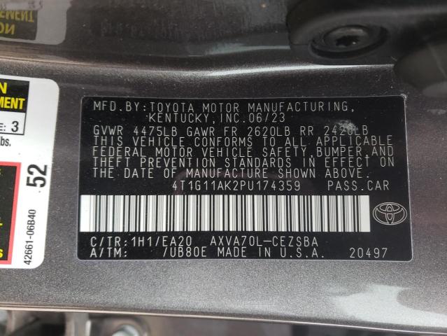 4T1G11AK2PU174359 - 2023 TOYOTA CAMRY SE NIGHT SHADE GRAY photo 12