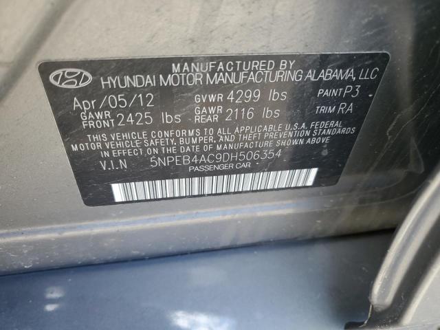 5NPEB4AC9DH506354 - 2013 HYUNDAI SONATA GLS GRAY photo 12